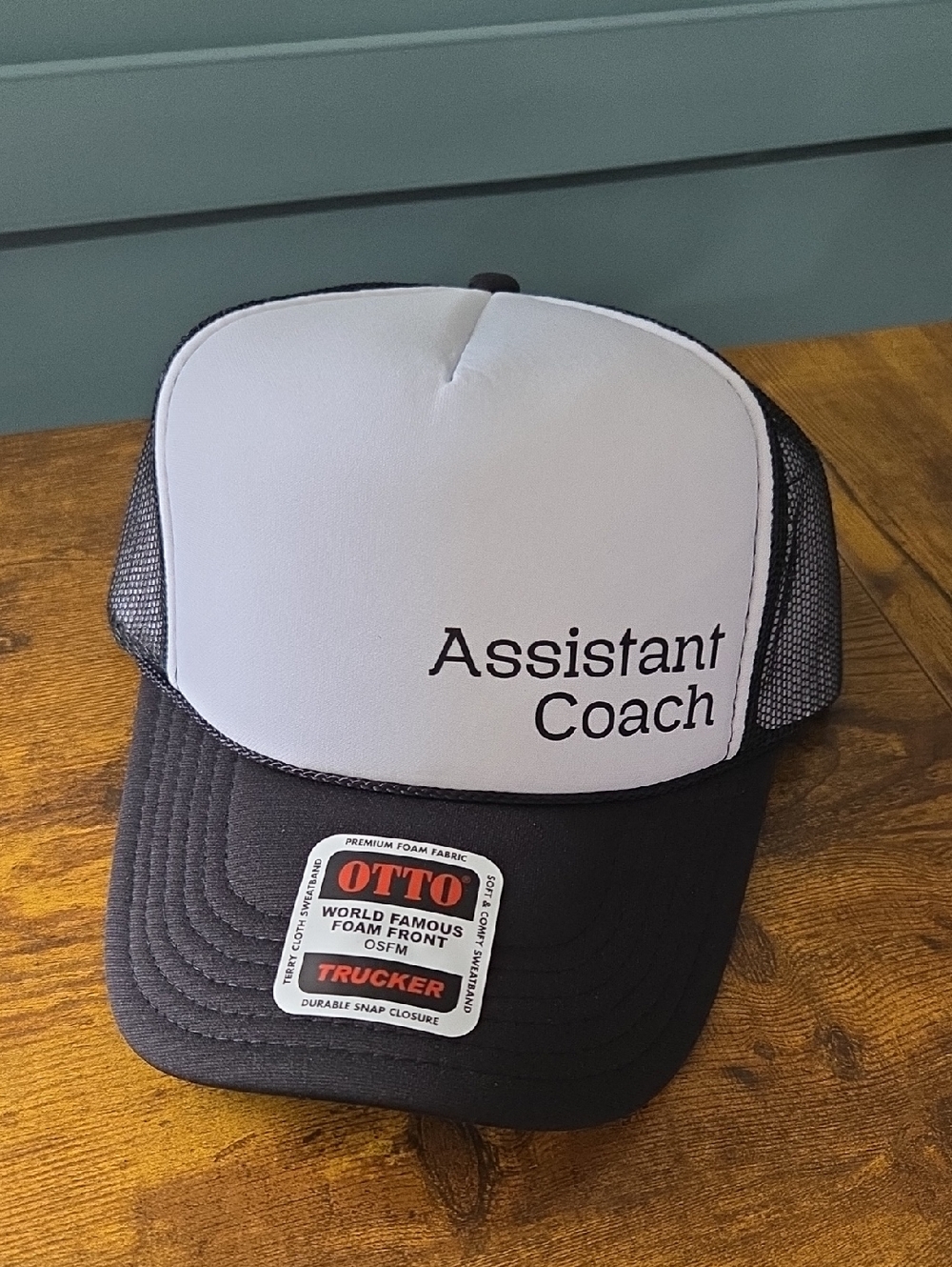 OTTO Black and White 'Assistant Coach' Trucker Hat